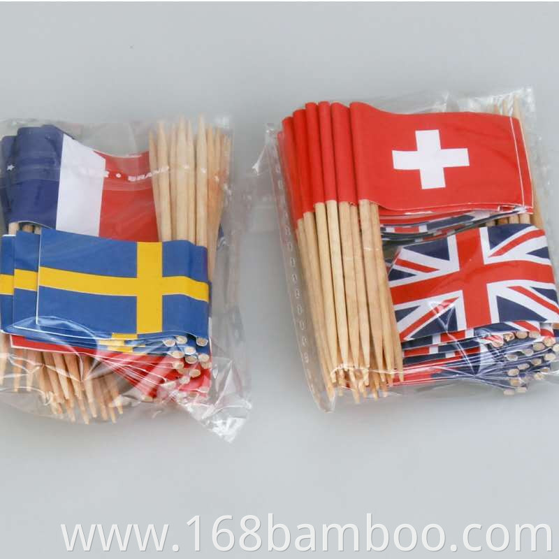 Eco-friendly Customized Bamboo Toothpick Flags Fruit Cocktails Picks Food Labels